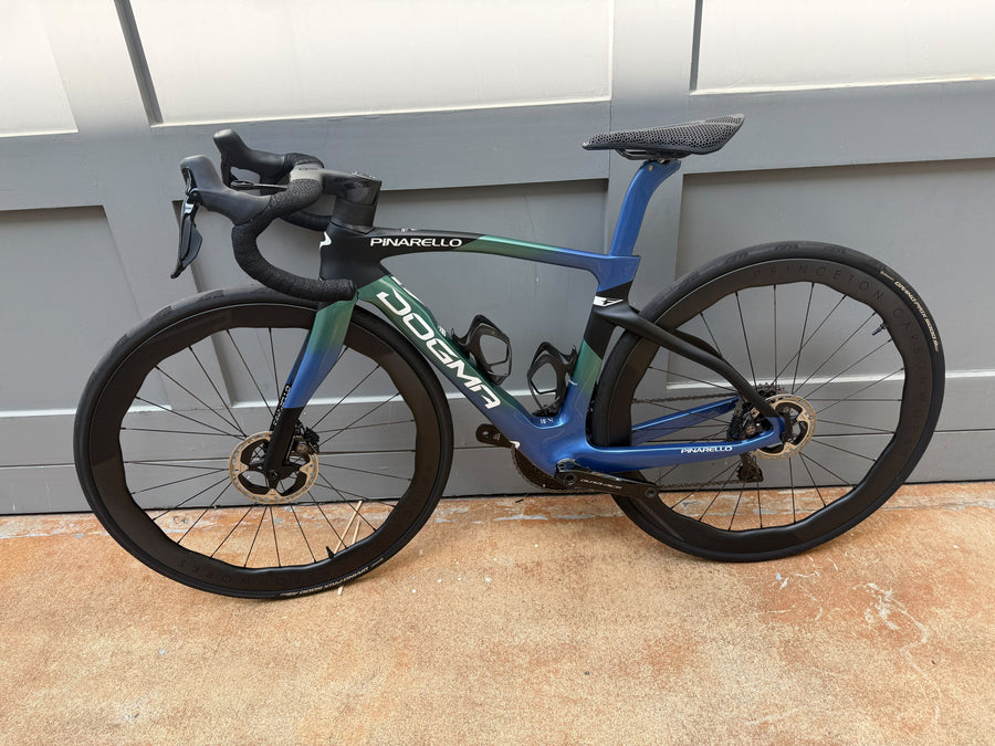 2024 Pinarello Dogma F Nebula Green Blue Dura Di2 Princeton Peak Evo Pre-Owned