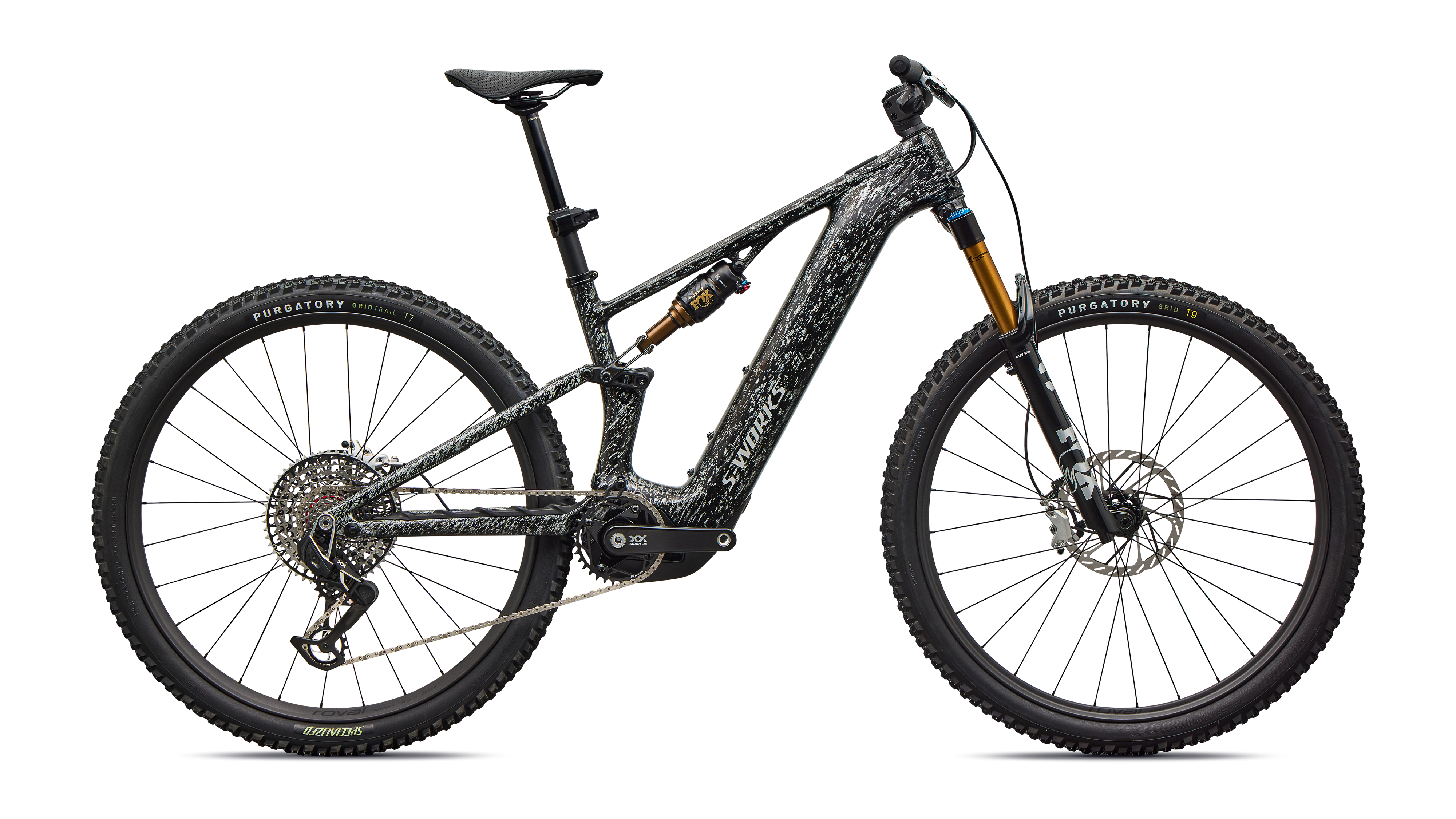 S-Works Turbo Levo R Gloss Shadow Silver Blended Speckle Over Carbon / Silver Dust / S3