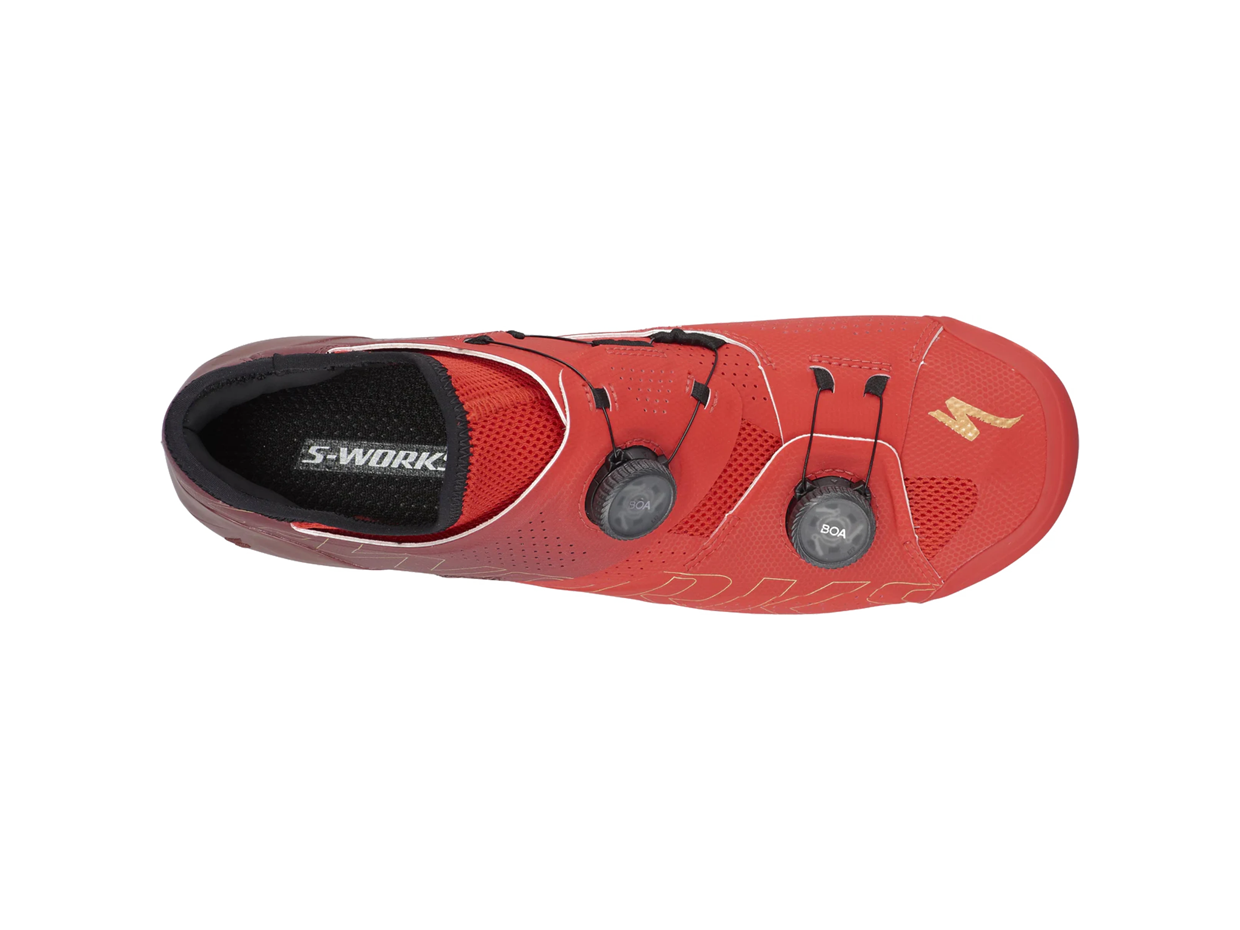 S-Works Ares Road Shoes_Flo Red Maroon_Road_Cenital.webp