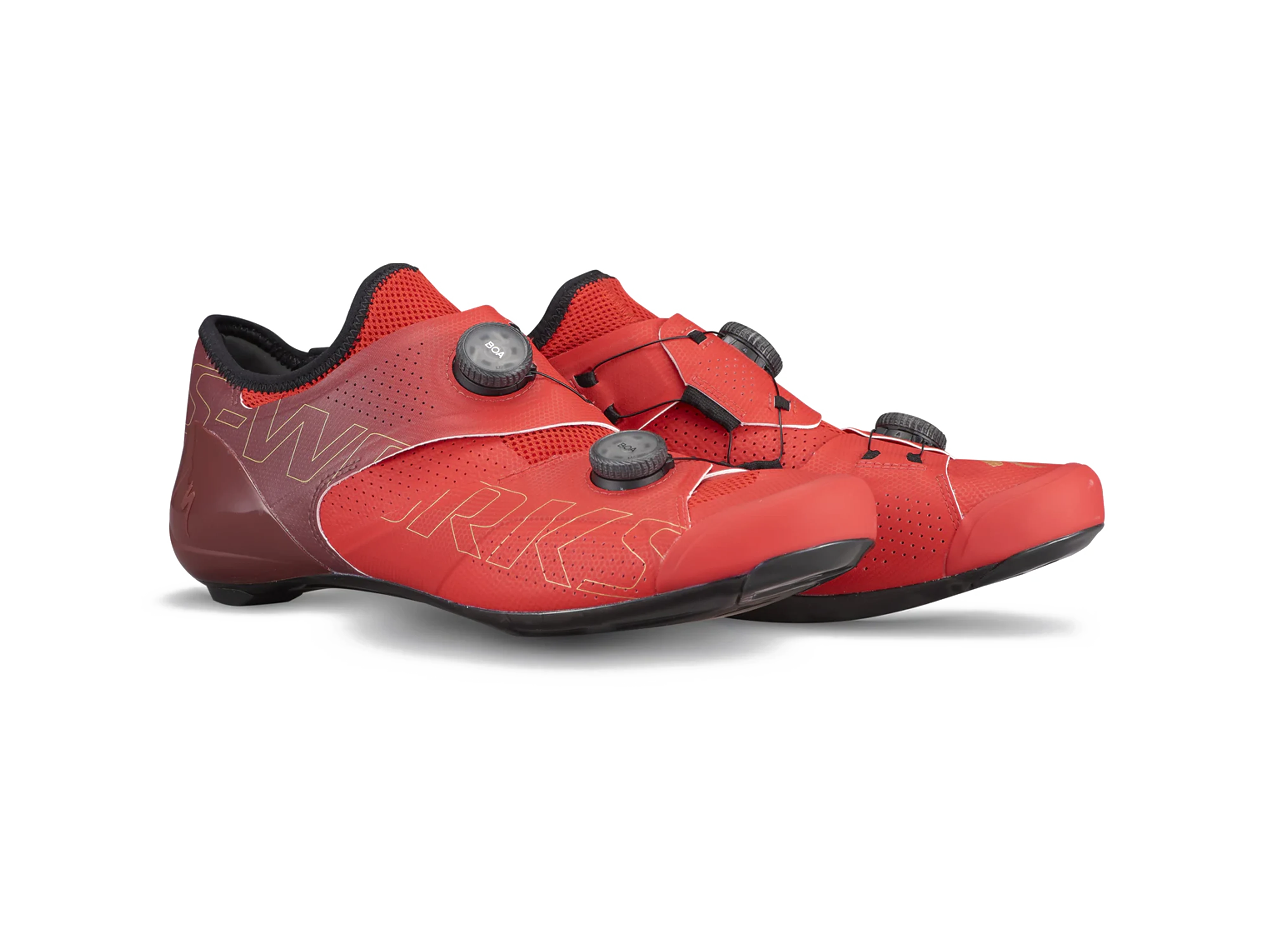 S-Works Ares Road Shoes_Flo Red Maroon_Road_Front.webp