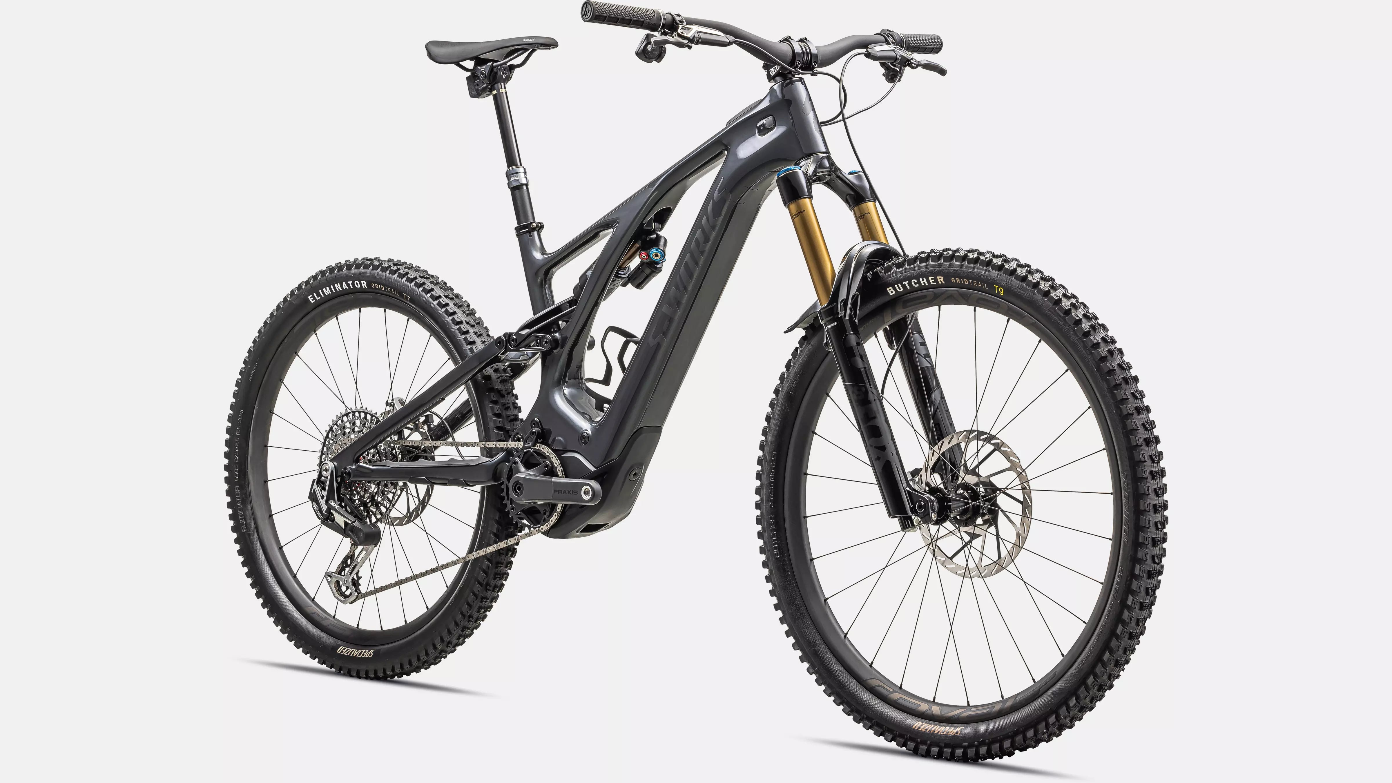 specialized fully e mtb Specialized 2023 Levo S-Works Carbon G3 GLOSS Black LIQUID METAL / SATIN Black CHROME FOIL / S3
