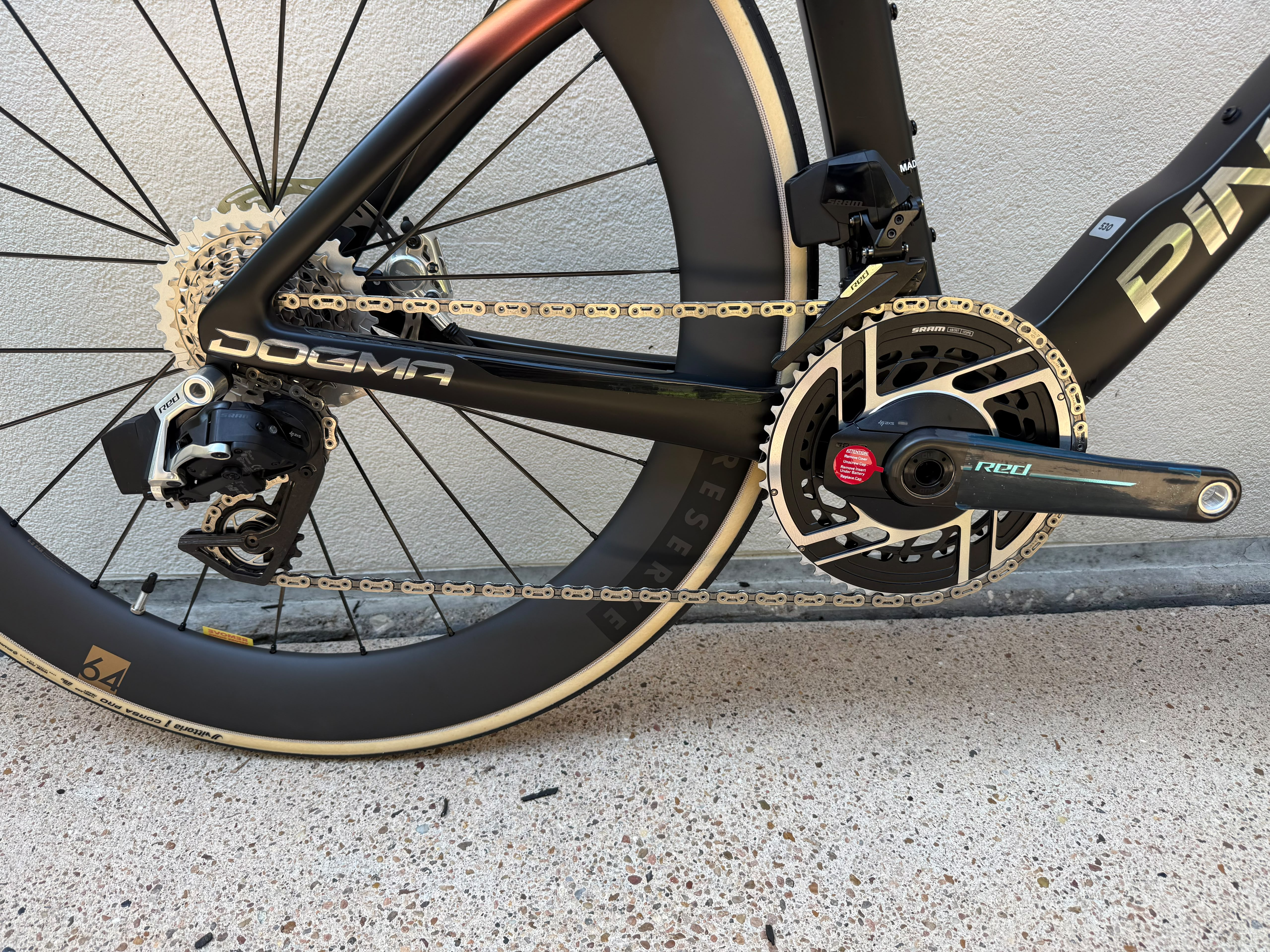 Pinarello Dogma F Luxter Gold Sram Red AXS Reserve 57/64 DT 180 hubs 53cm Pre-Owned