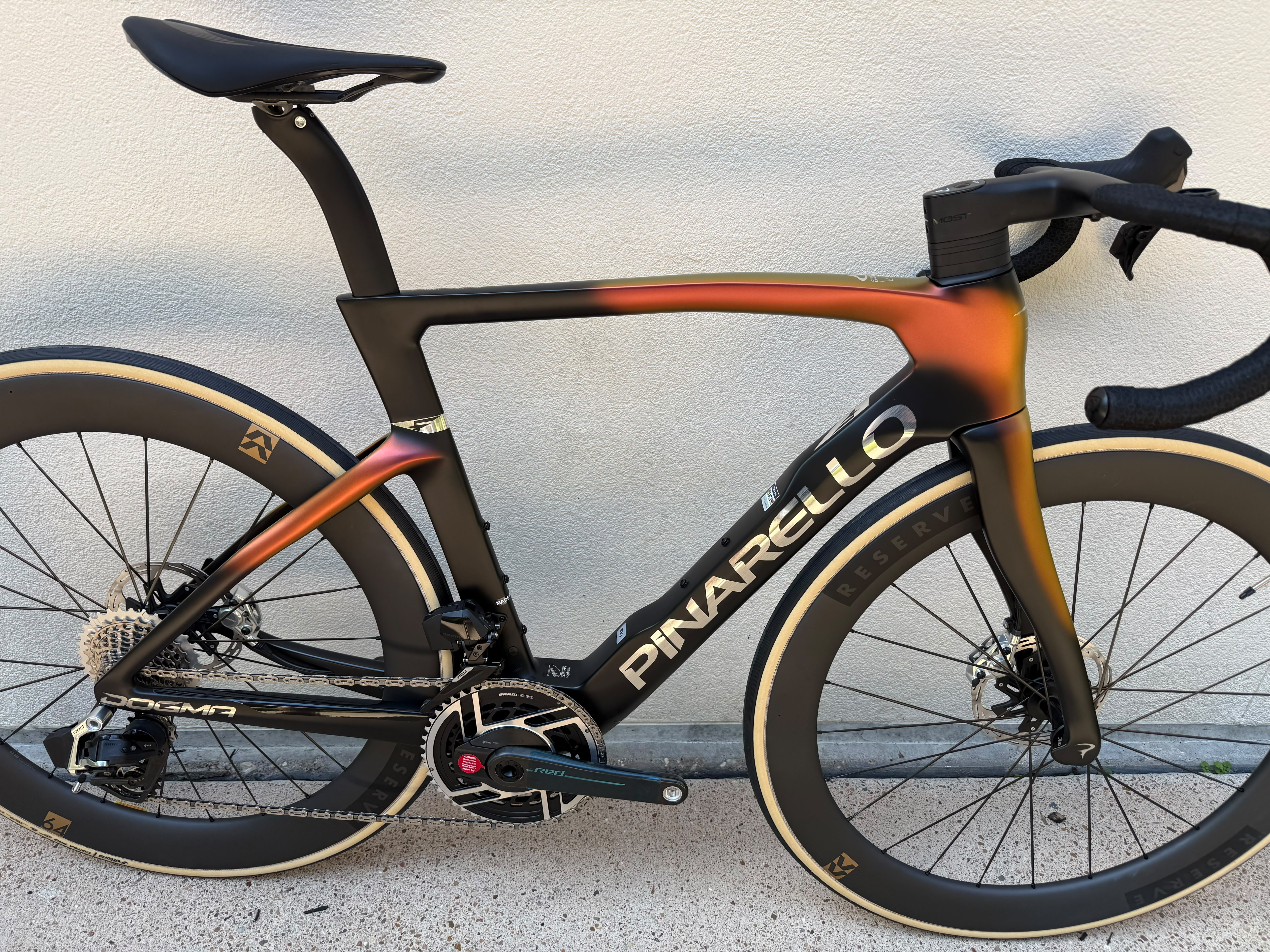 Pinarello Dogma F Luxter Gold Sram Red AXS Reserve 57/64 DT 180 hubs 53cm Pre-Owned