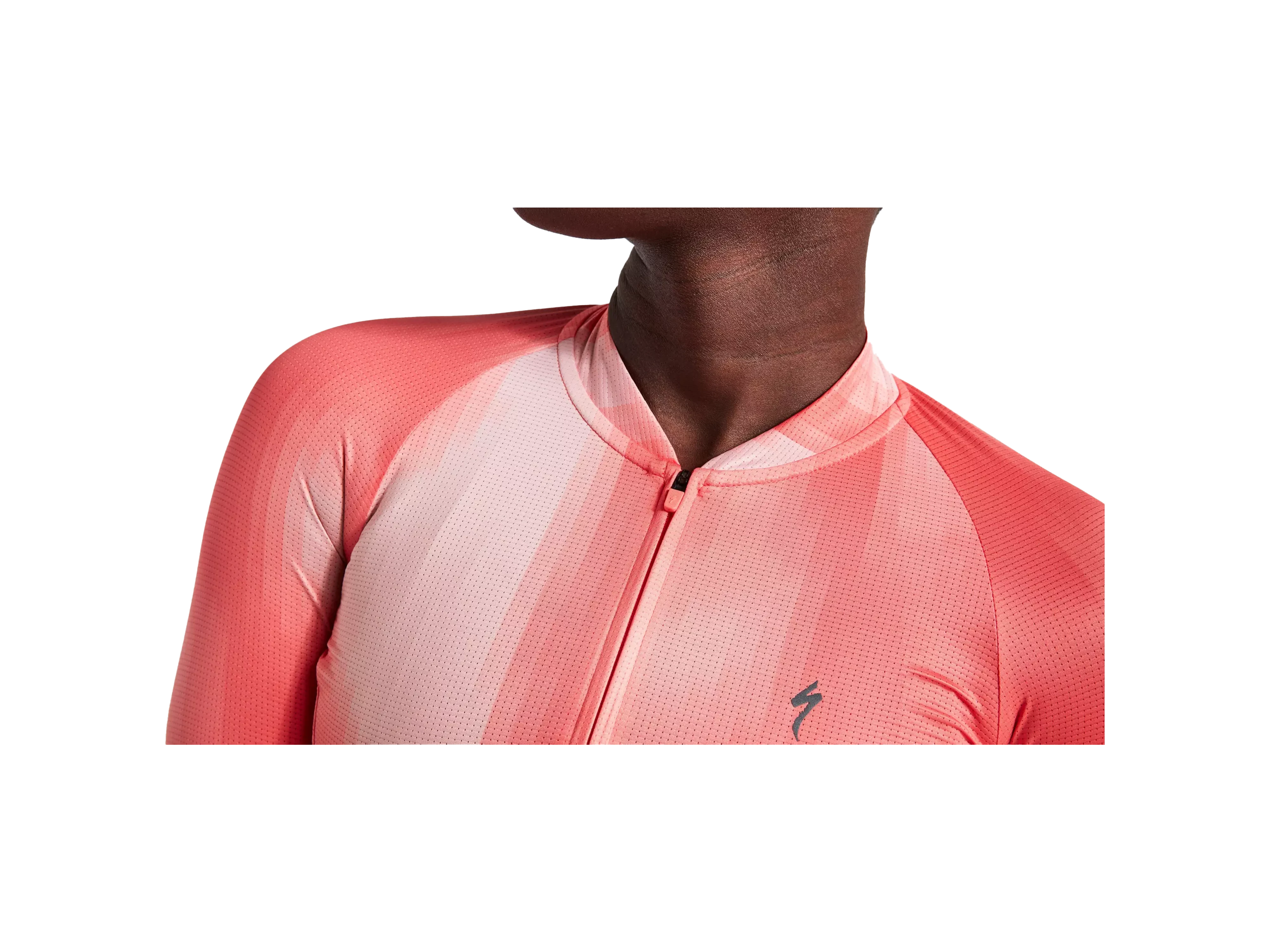 Women's SL Air Distortion Short Sleeve Jersey_Vivid Coral_Detail1.webp