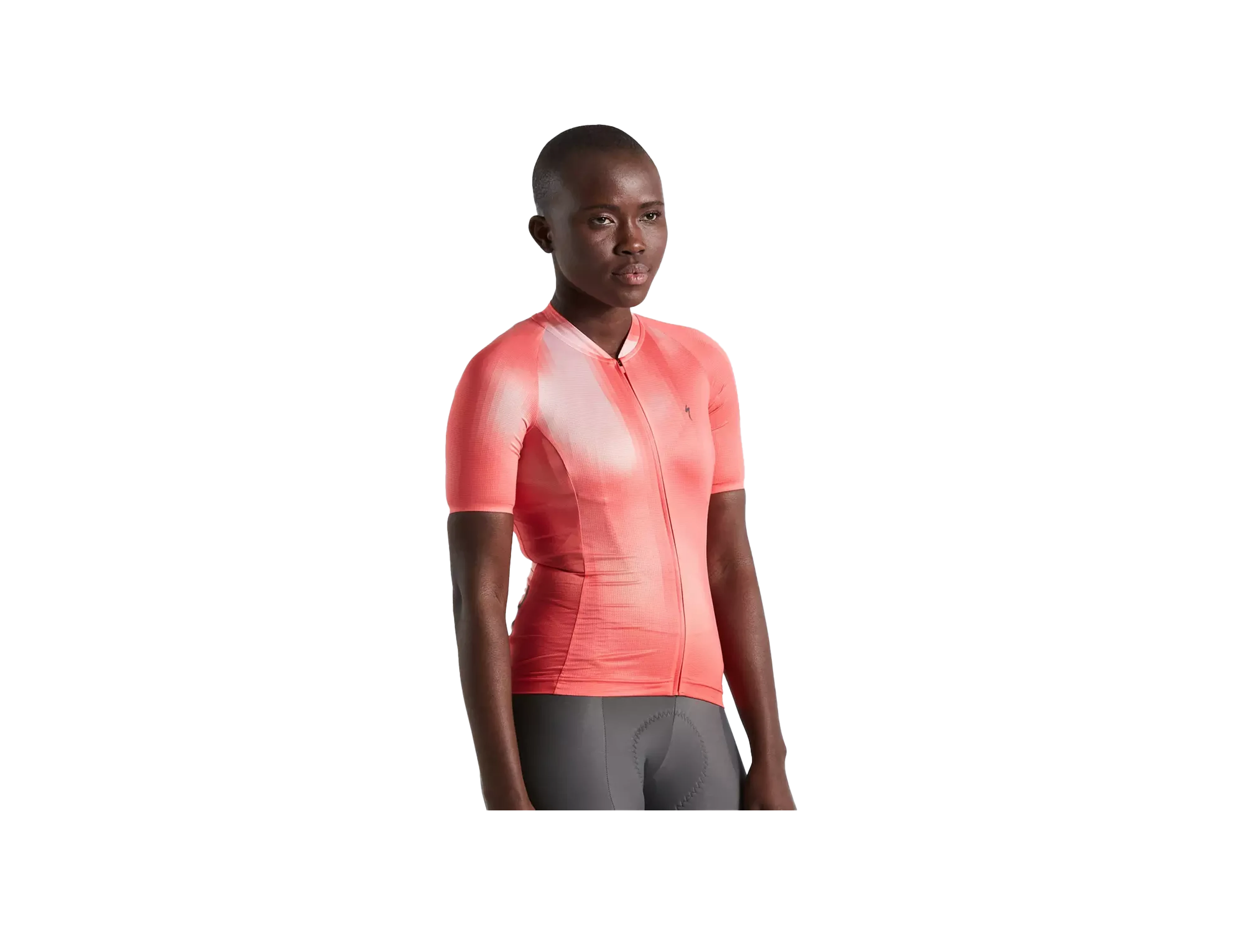 Women's SL Air Distortion Short Sleeve Jersey_Vivid Coral_Front.webp