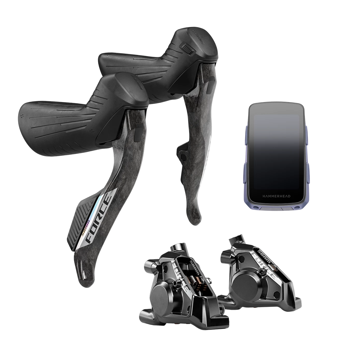 SRAM Force eTap AXS Upgrade Kit - Right and Left HRD Shift/Brake Levers, Flat Mount Calipers, Hammerhead Karoo (Force Color Edition, E1