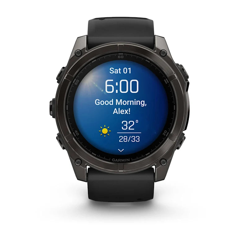 Fenix 8  51mm,  AMOLED, Sapphire, Carbon Gray DLC Titanium with Black/Pebble Gray Silicone Band, NA