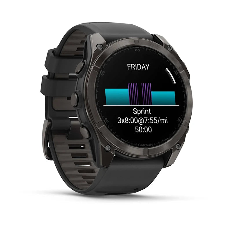 Fenix 8  51mm,  AMOLED, Sapphire, Carbon Gray DLC Titanium with Black/Pebble Gray Silicone Band, NA