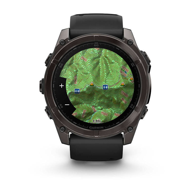 Fenix 8  51mm,  AMOLED, Sapphire, Carbon Gray DLC Titanium with Black/Pebble Gray Silicone Band, NA